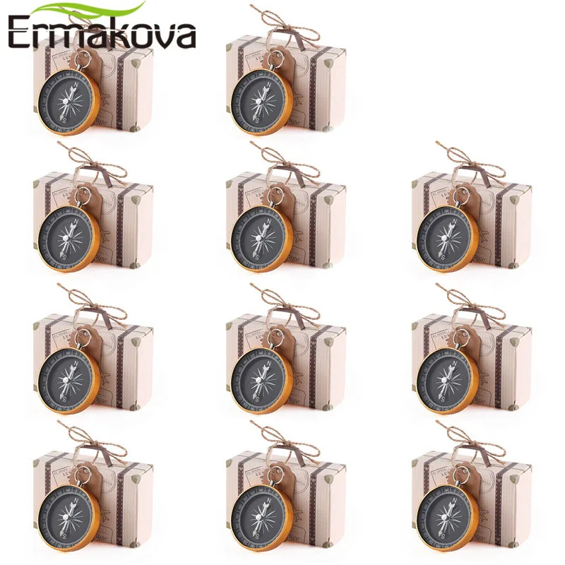 Свадебный Сувенирный компас ERMAKOVA с кожаной биркой и коробкой 10/50 шт. | Дом сад