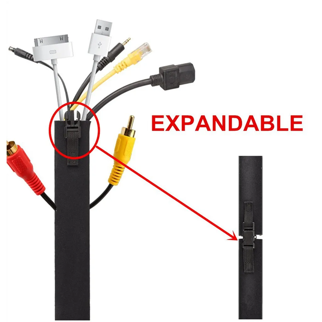 4 Pieces Cable Management Organizer Neoprene Sleeve Wire Cover Zipper Buckle