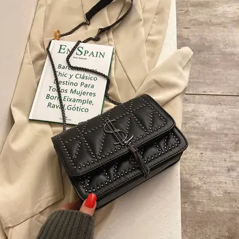 

Brand bags for women 2020 New Rivets Women Messenger Bags Ladies Chain Shoulder Bag classic brand Leather Handbag bolsa feminina