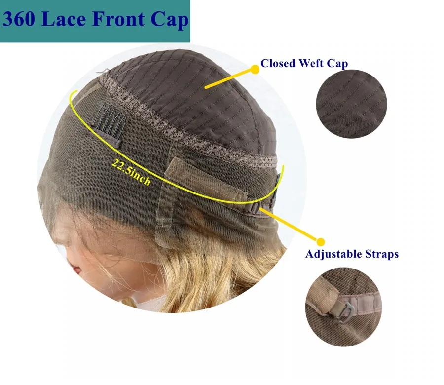 Шелковистые прямые светлые бразильские человеческие волосы 360 кружевных фронтальных париков с предварительно выщипанными харилиновыми волосами для черных женщин - Цвет: 360 lace front wig