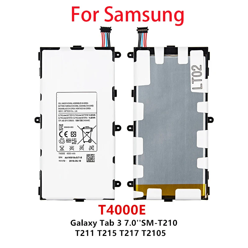 

100% Orginal 4000mAh T4000E Tablet battery For Samsung Galaxy Tab 3 7.0'' T211 T210 T215 T217A SM-T210R T2105 P3210 P3200