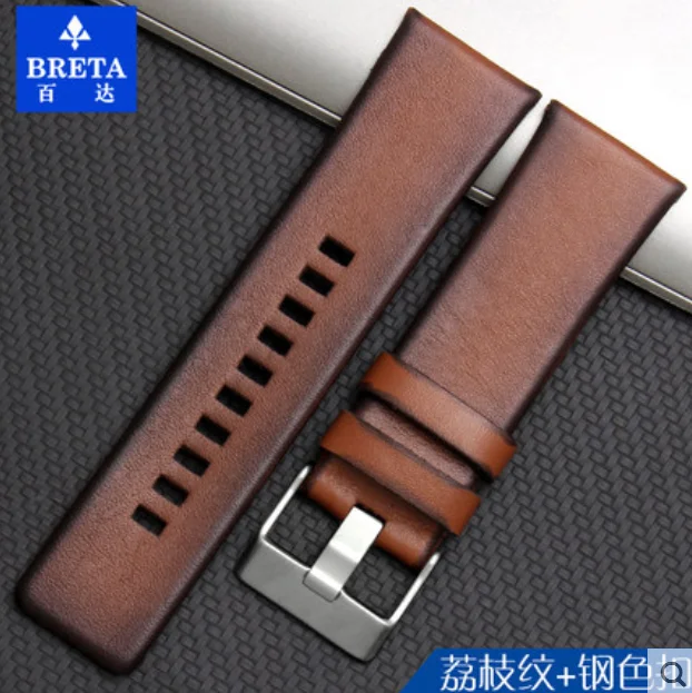 Style one Silver BRETA ремешок для часов кожаный для дизеля для DZ4318 DZ4283 DZ4281 DZ4323 DZ7343 26 мм часы браслет ретро - Цвет ремешка: Style one Silver