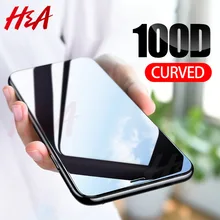 100D закаленное стекло с закругленными краями для iPhone 8, 7, 6, 6s Plus, Защита экрана для iPhone 11 Pro, X, XR, XS Max, защитное стекло