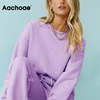 Aachoae Loose Casual O Neck Cotton Sweatshirt Women Fashion Batwing Long Sleeve Hoodies Sport Top 2022 Solid Home Style Pullover ► Photo 2/6