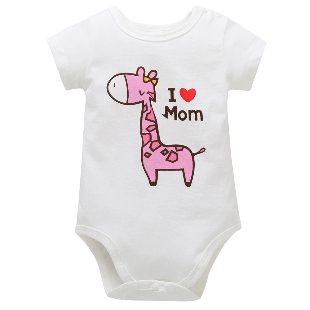 Новая одежда для новорожденных одежда с короткими рукавами для мальчиков и девочек хлопковые комбинезоны белого цвета с надписью «I Love Papa Mama»
