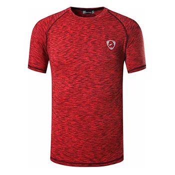 

jeansian Men's Sport Tee Shirt Tshirt T-Shirt Tops Gym Fitness Running Workout Football Short Sleeve Dry Fit LSL205 Red
