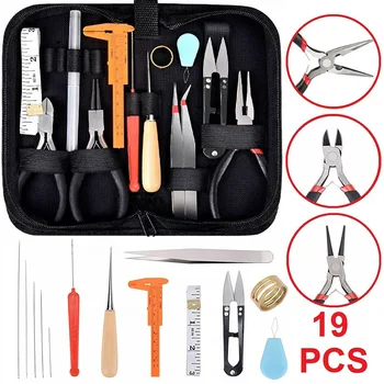 

19Pcs/Set Jewelry Making Repair Tool Set Needle Threader Scissors Tape Measure Pliers Jewelry Making Repair Findings Accessories