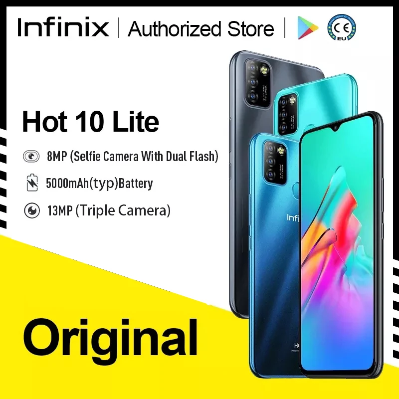 Global Version Infinix Hot 10 Lite 2GB 32GB Mobile Phone 6.6''HD 1600*720P 5000mAh Battery 13MP Camera Helio A20 Octa Core |