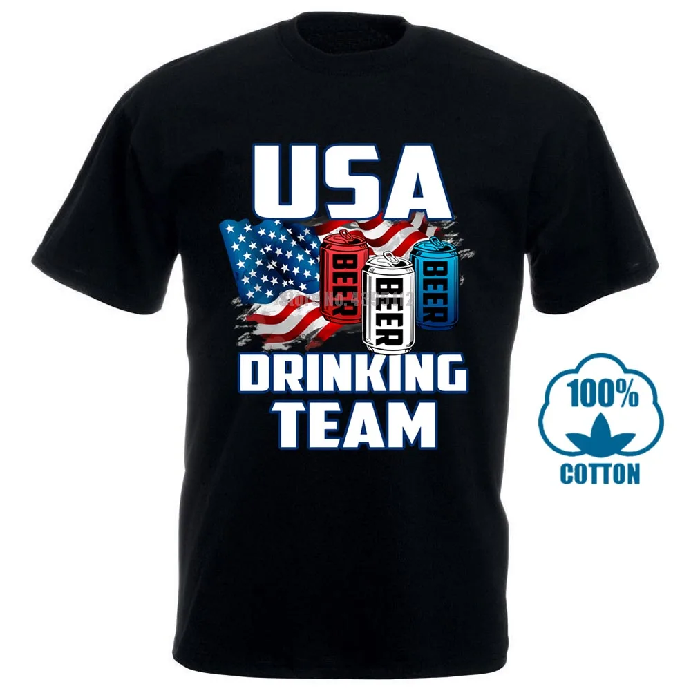 США пиво drinking Team забавные американский флаг Популярные Tagless футболка