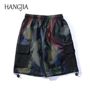 

Original Mesh Camouflage Shorts for Men Streetwear Punk Cargo Short Summer Loose Casual Knee Length Men Fashionable Jogger Short