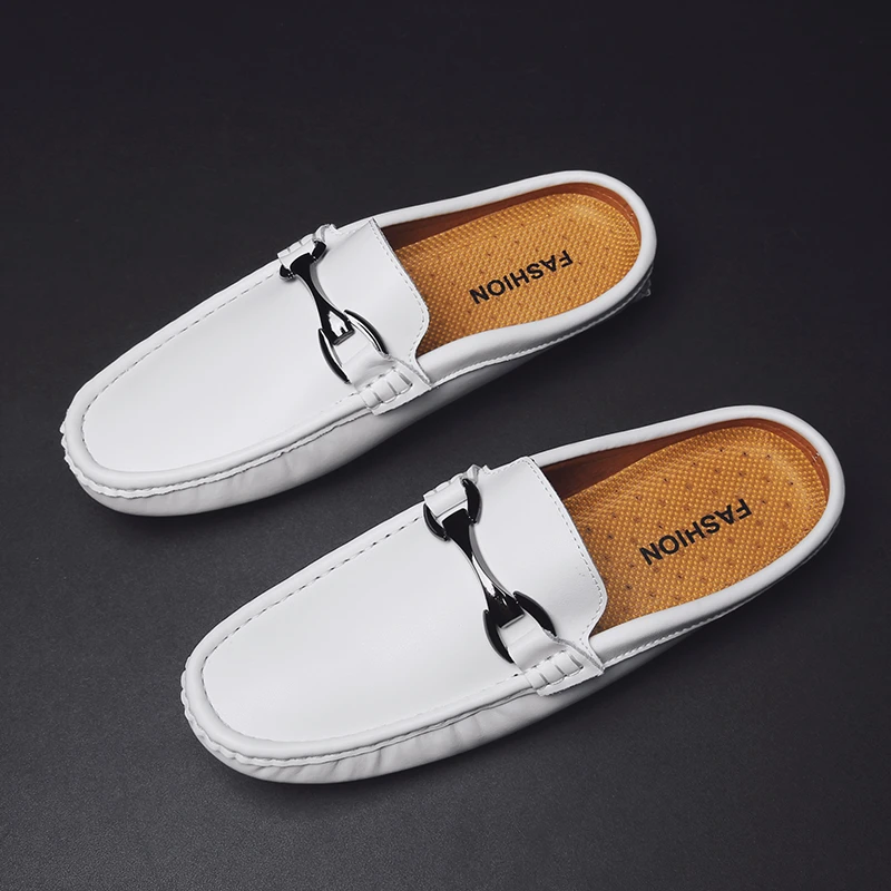 white loafer slides