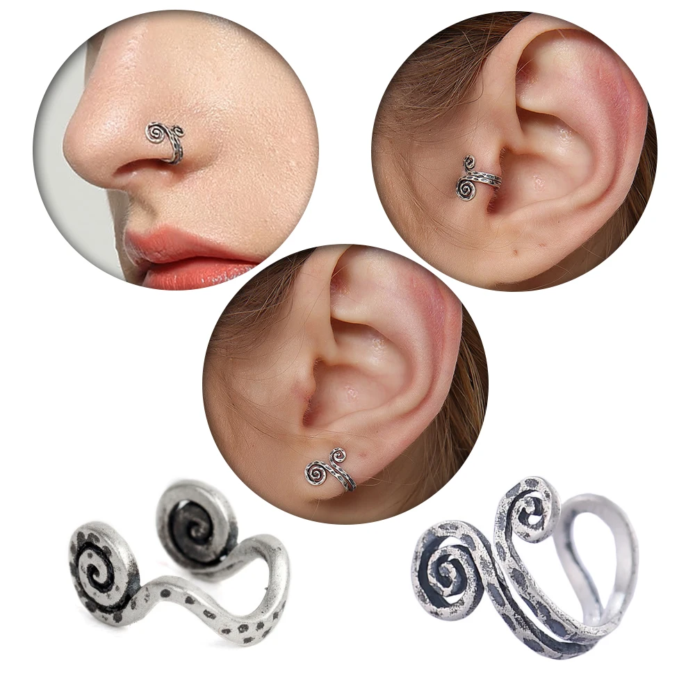 

925Silver Piercing falso nariz anillo tragus Septum joyería sexy labio aro anillos pendientes anillo nariz clip clip on earrings