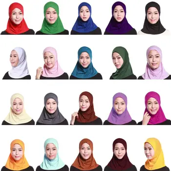 

Womens Muslim Cotton Mini Hijab Head Scarf Solid Color Full Cover Inner Cap Islamic Arab Wrap Shawl Turban Hat Headwear