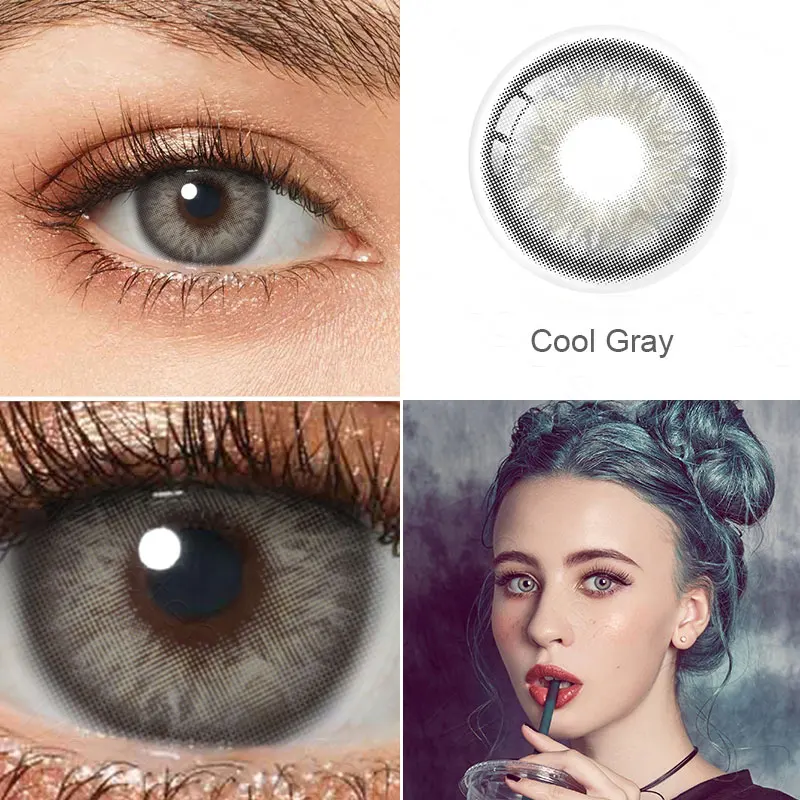 Lentillas de Color gris para ojos, lentillas de contacto de Color marrón y verde, 1 par