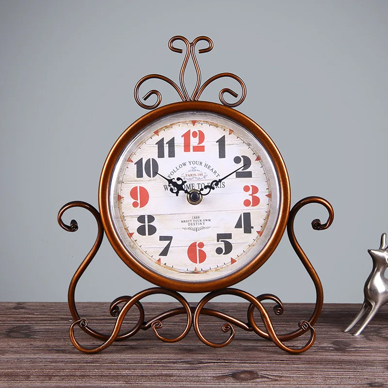 Ретро Кованые часы немой Европейский гостиная винтажные римские цифровые настольные часы обои для рабочего стола американский кантри mx917118