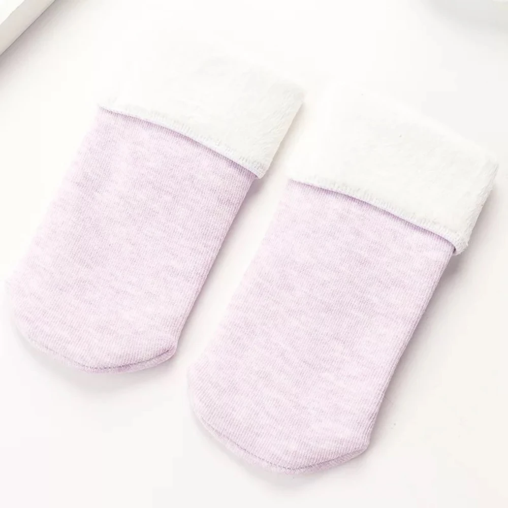 Зимние хлопковые утепленные теплые носки для детей носки-тапочки для маленьких девочек и мальчиков на От 3 до 12 лет - Цвет: purple