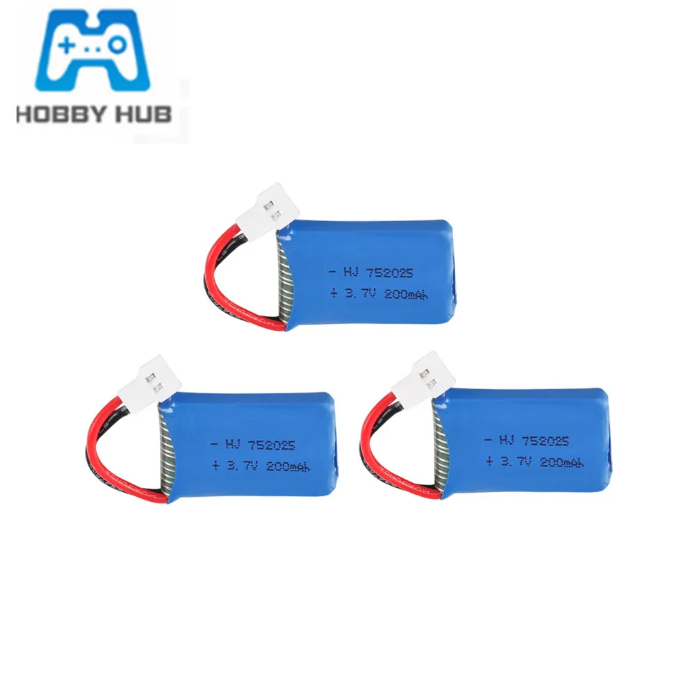 

3pcs Lipo Battery 752025P For Syma X4 X11 X13 RC drone spare parts 3.7V 200mAh Drone Rechargeable Li-polymer Battery