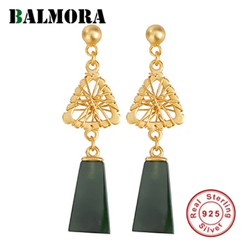 

BALMORA 925 Real Sterling Silver Dangle Earrings for Women Long Elegant Flower Jewelry Christmas Gifts