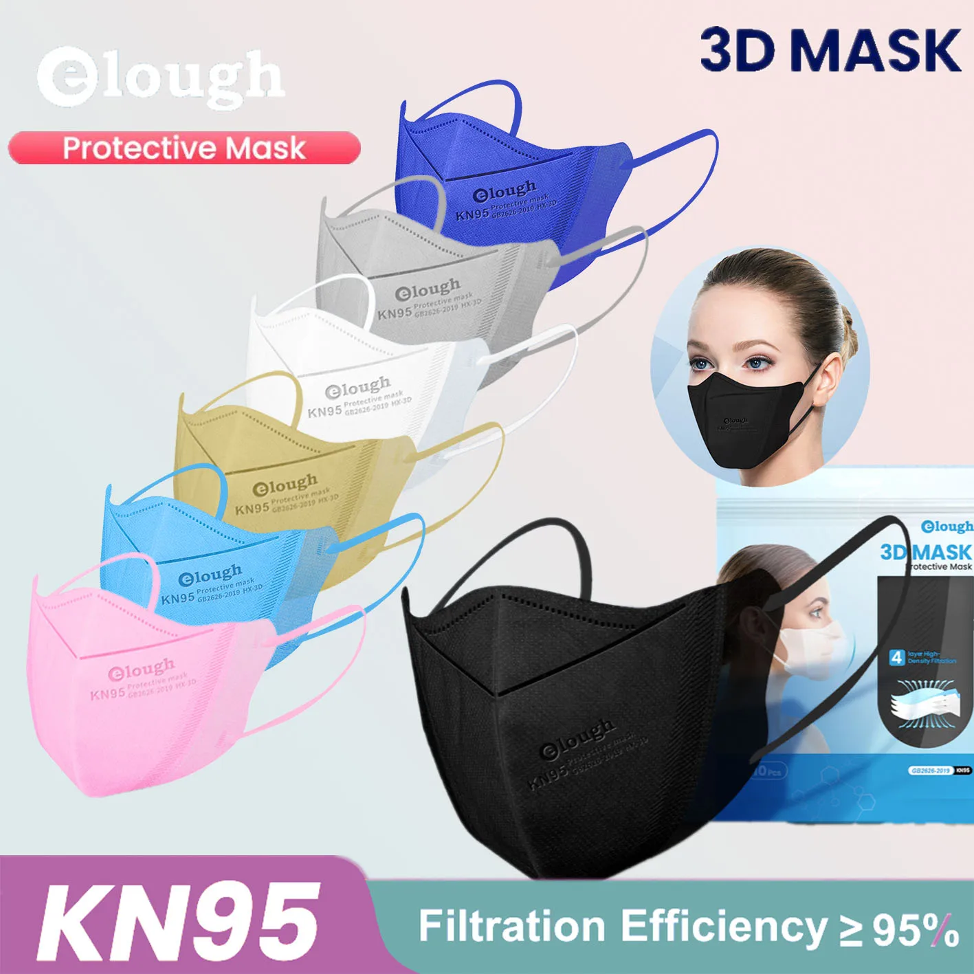 Elough 3D KN95 Masks colores mascarillas Higienica fpp2 Quirurgicas homologadas Negras Reusable ffp3 Mascara ffpp2 Maske España |