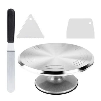 

Cake Stand,Revolving Cake Turntable Rotating Cake Decorating Stand with Angled Icing Spatula,Baking Cake Decorating