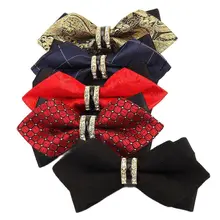 Exquisite Rhinestone British Style Bow Tie Fashion Mens Business Wedding Bowtie Formal Wear Double Neckwear Men Accessories