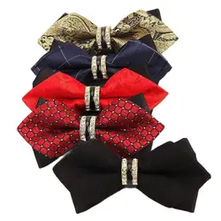 Exquisite Rhinestone British Style Bow Tie Fashion Mens Business Wedding Bowtie Formal Wear Double Neckwear Men Accessories