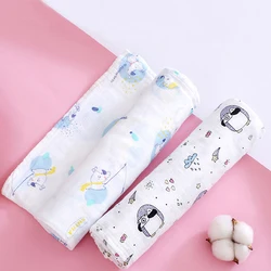 Baby Blanket Muslin Cotton Gauze Soft Towels Newborn Infant Swaddle Wrap Cute Cartoon Double Layer Receiving Cloth Swaddling