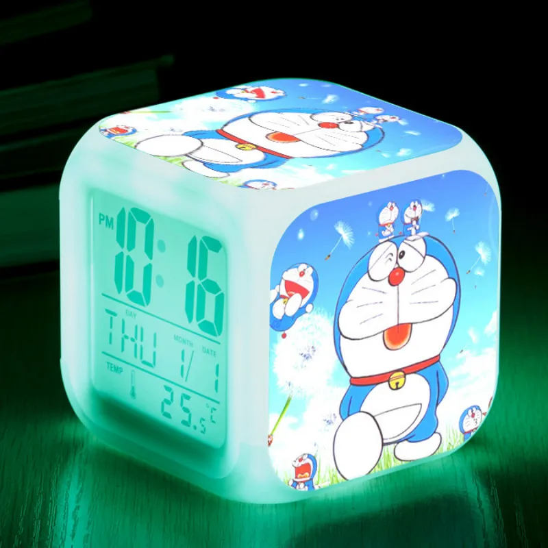 Мультяшные Игрушки Doraemon прикроватная лампа светодиодные цифровые часы с