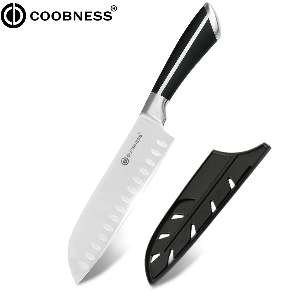 COOBNESS, набор профессиональных поварских ножей, нож для очистки хлеба, Santoku, ножи для нарезки мяса, рыбы, овощей, кухонный нож - Цвет: 7 inch santoku