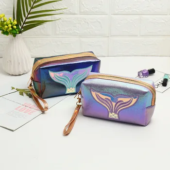 

Travel Portable Mermaid tail Transparent Dropshipping Make Up Bag Makeup Case Cute Lady Wholesale Cosmetic Bag Makeup Bag Pouch