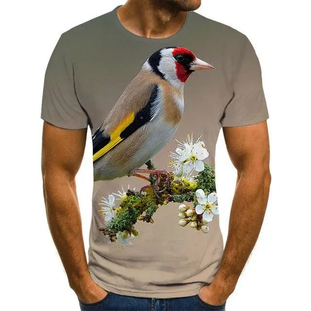 2021 summer new style 3D printing birds men's and women's casual T-shirt fashion trend young handsome T-shirt top Y0160-