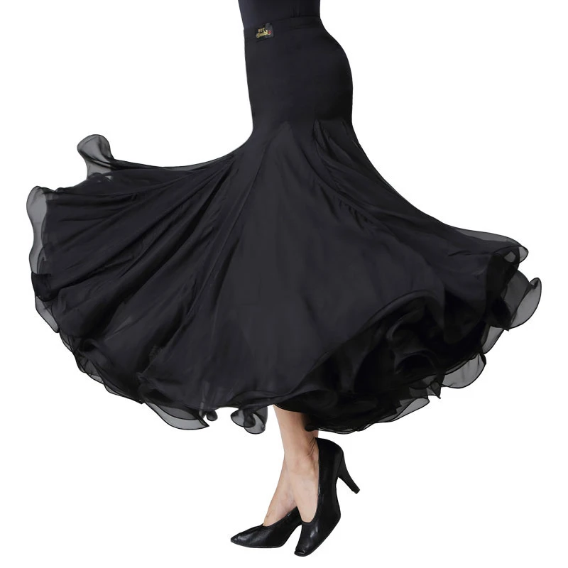 Black Satin Skirt Ballroom & Latin Dance Practice Skirt