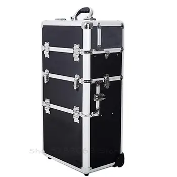 

Professional Pull-type Makeup Large Portable Multi-layer Cosmetic Organizer Case Aluminum Alloy Beauty Tool Storage Case