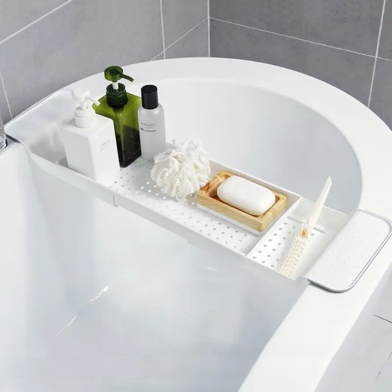 Tub Bathtub Shelf Caddy Shower Expandable Holder Rack Storage Tray Over Bath Multifunctional Organizer For Bathroom Shower H7ED