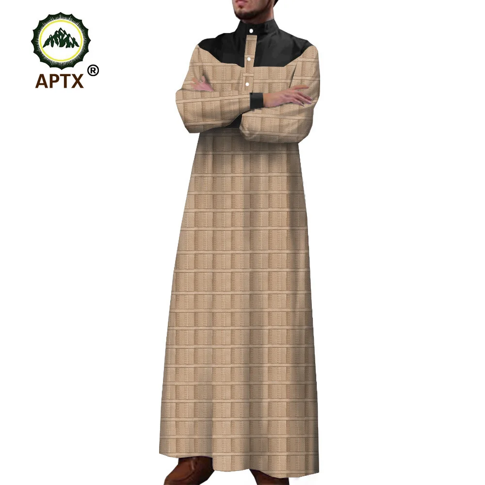 Мусульманская Мода APTX Мужская Jubba Thobe индивидуальная однобортная Свободная