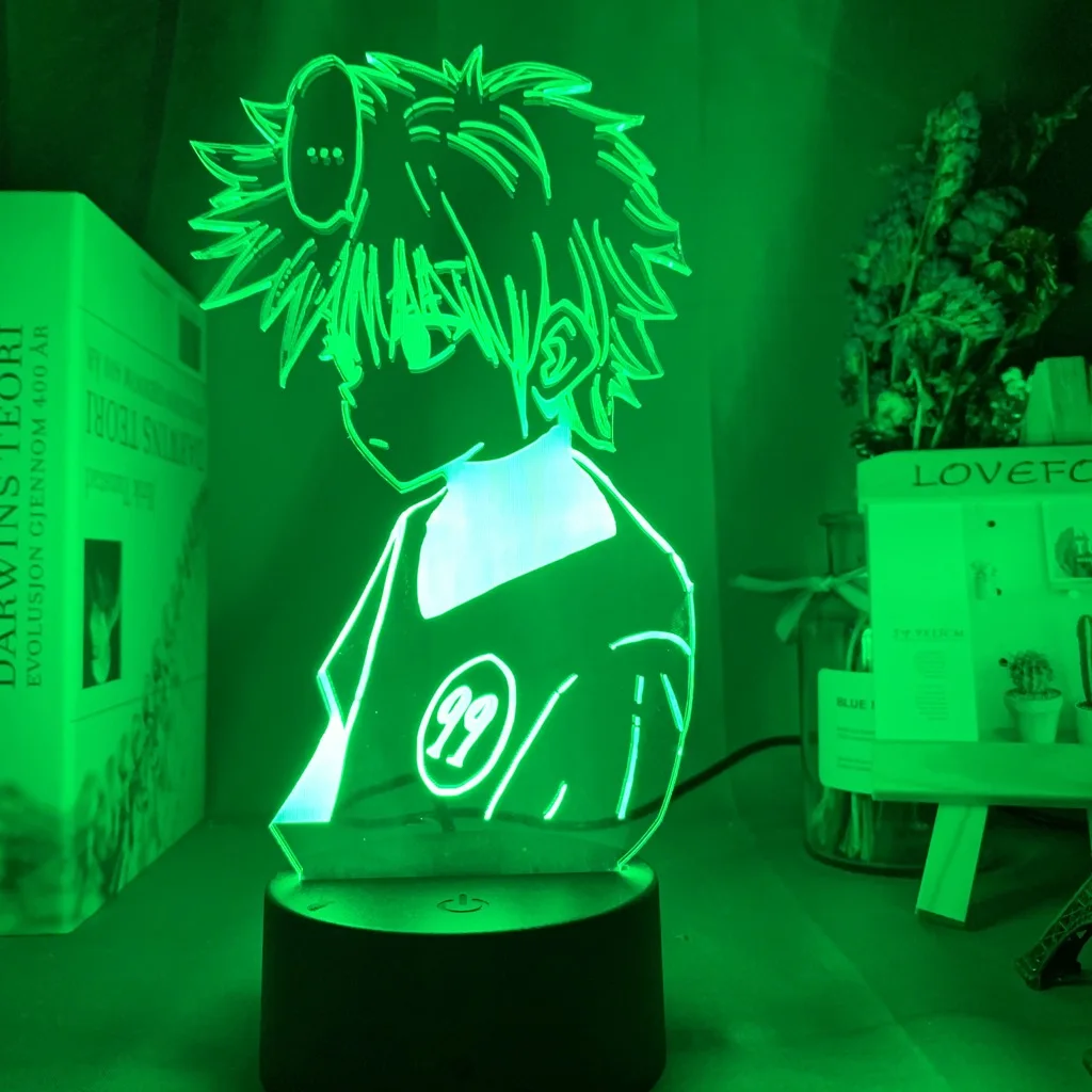 Аниме Охотник х Охотник светодиодный ночной Светильник Killua Zoldyck рисунок ночной Светильник меняющий Цвет Usb Батарея Настольная 3d лампа подарок для детей