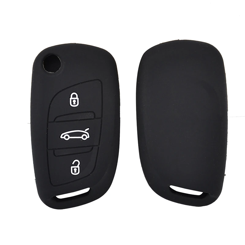 Car Key Shell 3 Button Silicone Key Fob Cover Case For Citroen C2 C3 C4 C5 DS4 For Peugeot 107 207 307 407 308 607 Car Remote Flip