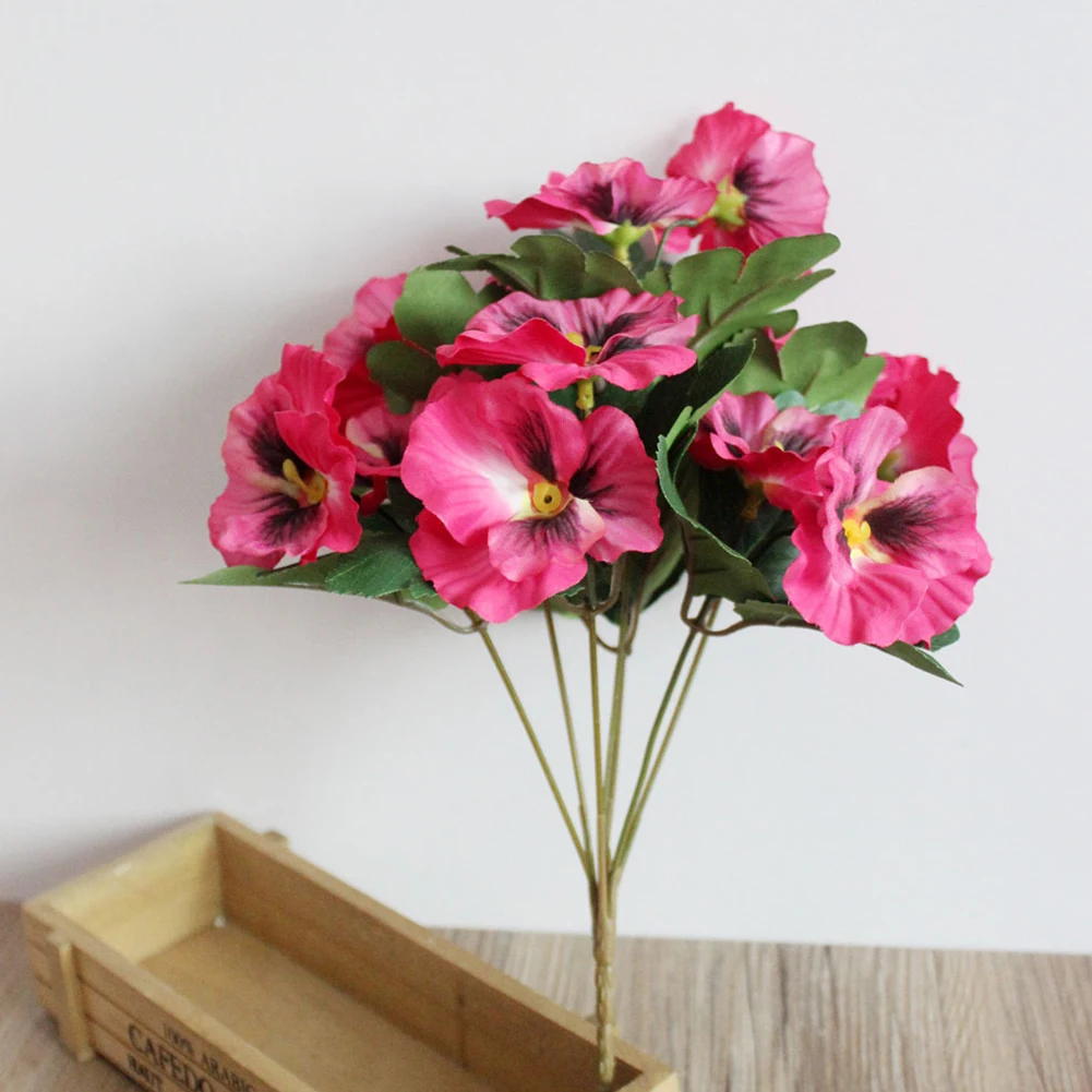 Fake Pansy Party Wedding Decor Hotel Bouquet Simulation Plant Desk Office Table Ornament Artificial Flowers Home