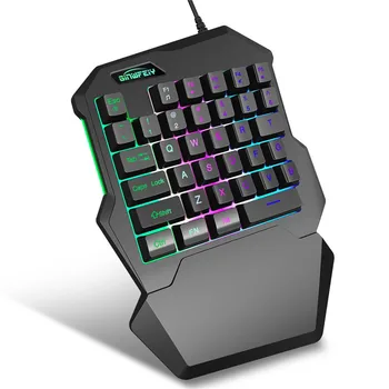 

Single-Handed backlit Keyboard Mouse Set 35 Keys Mini USB Wired Keyboard for Gaming
