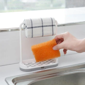 

Kitchen Organizer Tool Dishcloth Towel Rack Sink Shelf Soap Sponge Drain Rack Storage Rack Bathroom Kitchen Gadgets Sponge Shelf