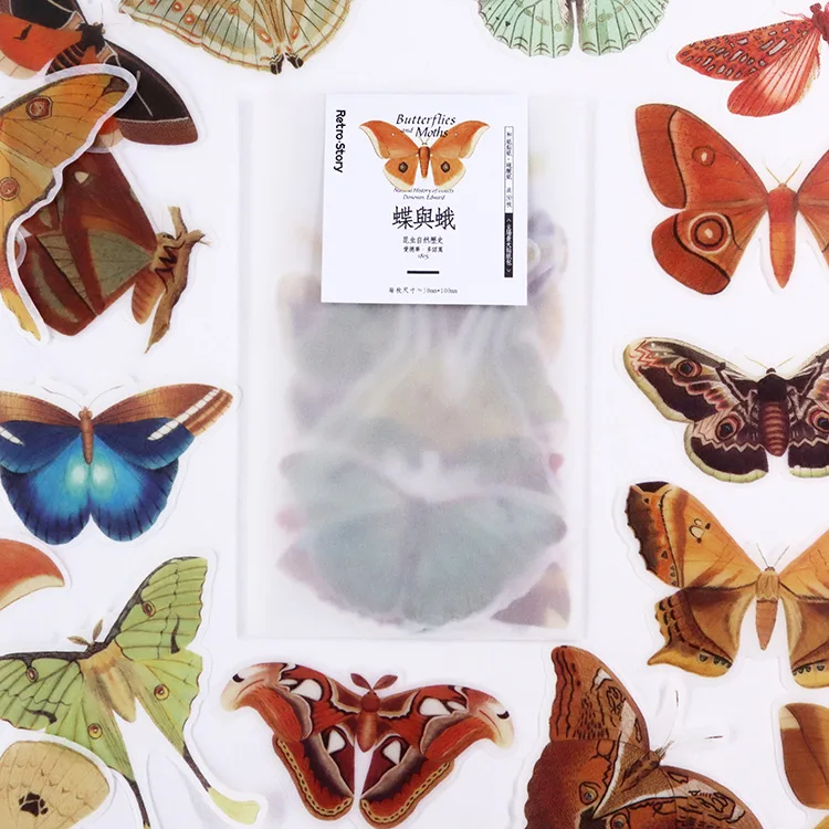 50 шт. Ретро наклейки для дневника с растениями цветами бабочками прозрачные винтажные штампы Скрапбукинг милые японские наклейки васи сделай сам - Цвет: butterfly
