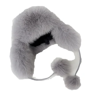 

Winter Female Lei Feng Hat 100% Leather Fur Fox Tail Ear Cap Woman Natural Fox Fur Hat Women's Winter Cap Warm Wool Hat