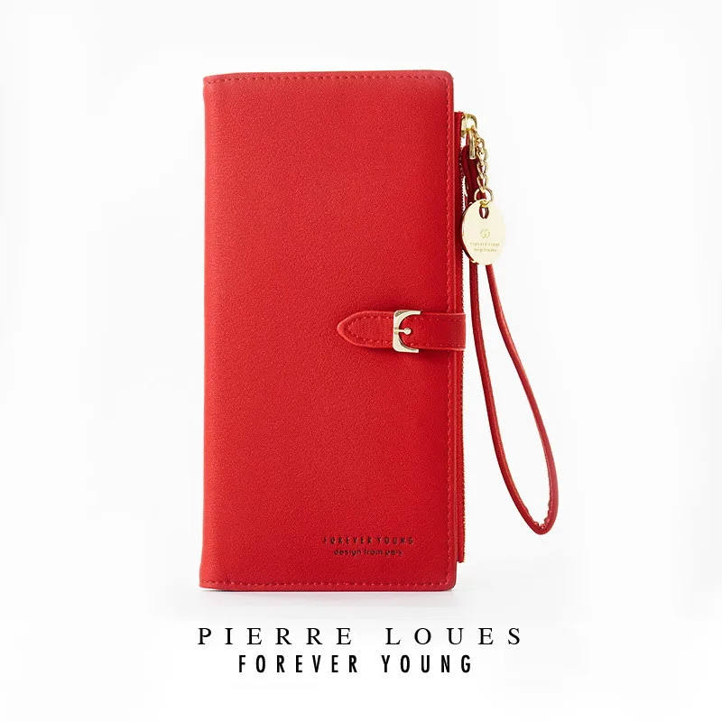 Красный Женский Длинный кошелек Portefeuille Femme Mujer Portfel Damski Portafoglio женские кошельки для телефона - Цвет: Красный