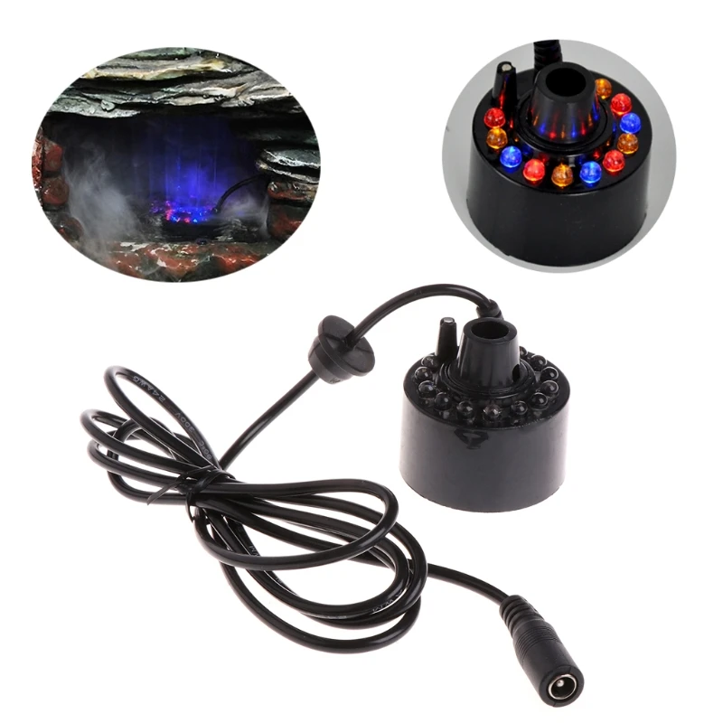 12 LED light Ultrasonic Mist Maker Fogger Water Fountain Pond Indoor Outdoor l29k ultrasonic mist maker