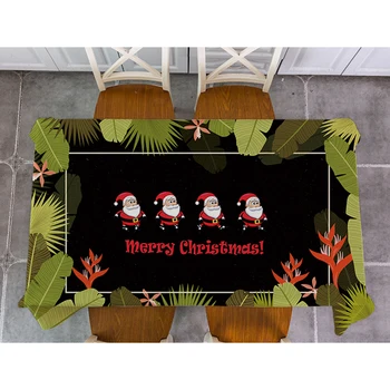 

Christmas elk Santa Claus Tropical plant leaves Table Cloth Cotton Linen Tablecloth Dining Table Cover For Kitchen Home Decor