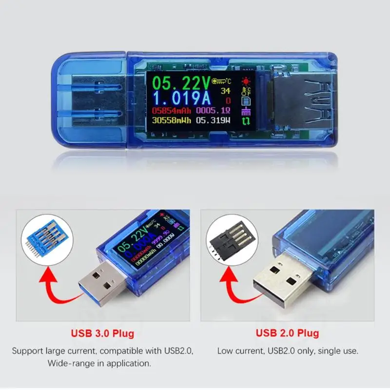 USB 3,0 тестер ips HD цветной экран вольтметр мощности напряжение тока Амперметр 096-дюймовый цветной ips дисплей