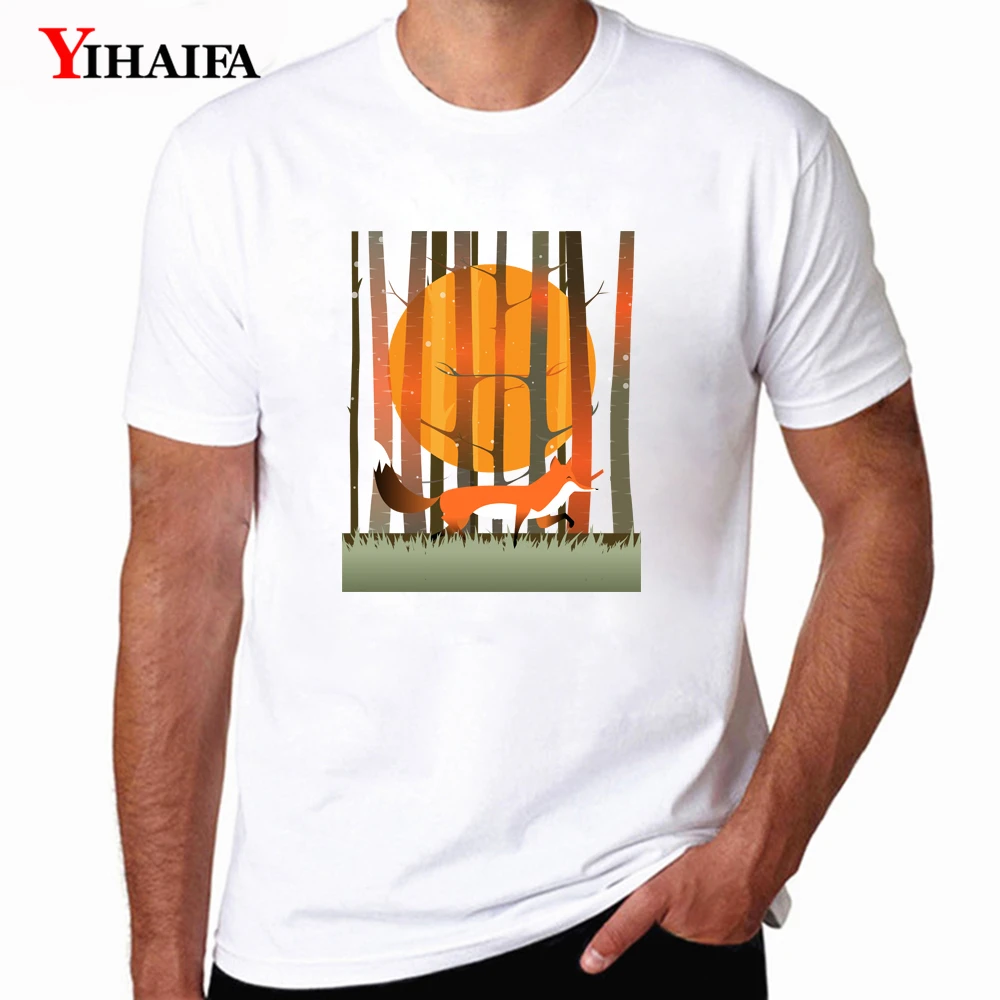 

Casual Men T-Shirt Harajuku Cartoon Fox Graphics Tees Short Sleeve Casual Tops Mens Funny T Shirts Streetwear Undershirt