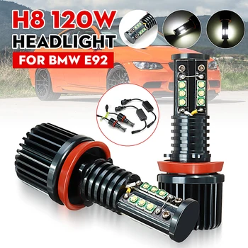 

2pcs 120W H8 LED Angel Eyes Light Bulb Halo Ring White Headlight Fog lamp for BMW E60 E61 E63 E64 E39 E53 X5 X3 E90 E92 E93