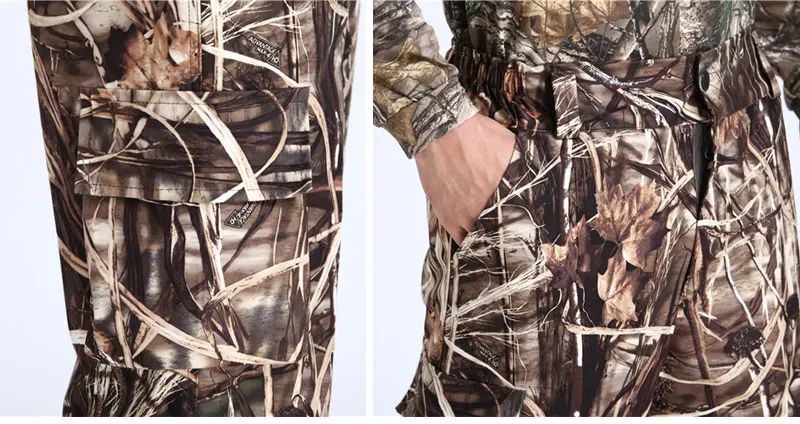 Мужские Bionic Камуфляж ghillie Костюмы Reed камуфляж одежда Охота Военная куртка брюки