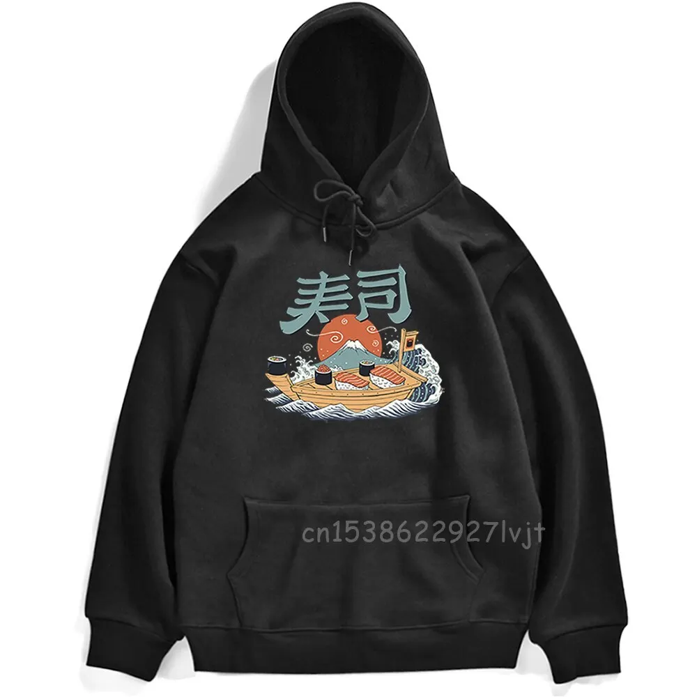 Hoody Gourmet Sailing On The Sea Japanese Sushi Hoodies Big Size Hip Hop Man Sweatshirt Aesthetic Street Pullover For Men